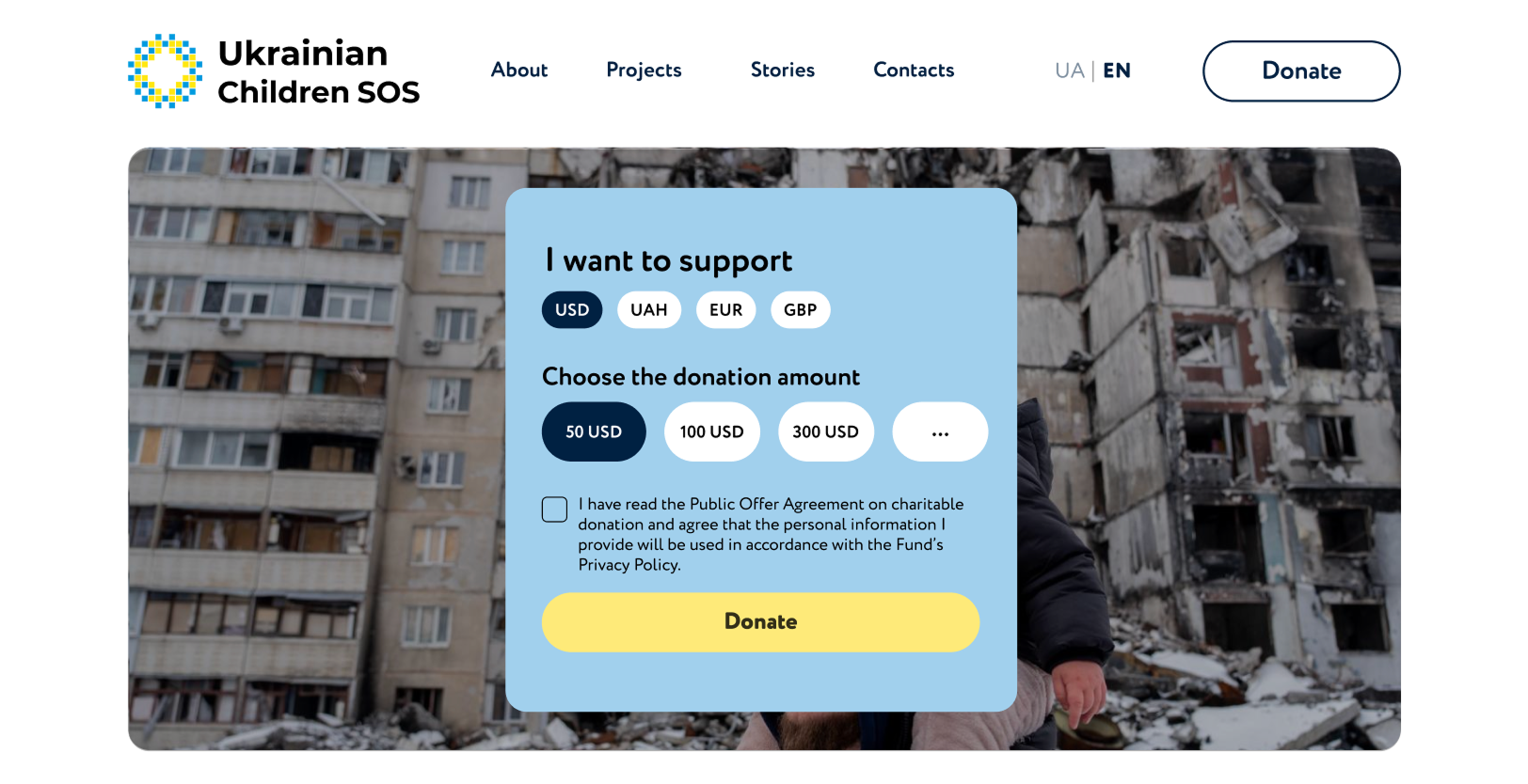 Website section mockup